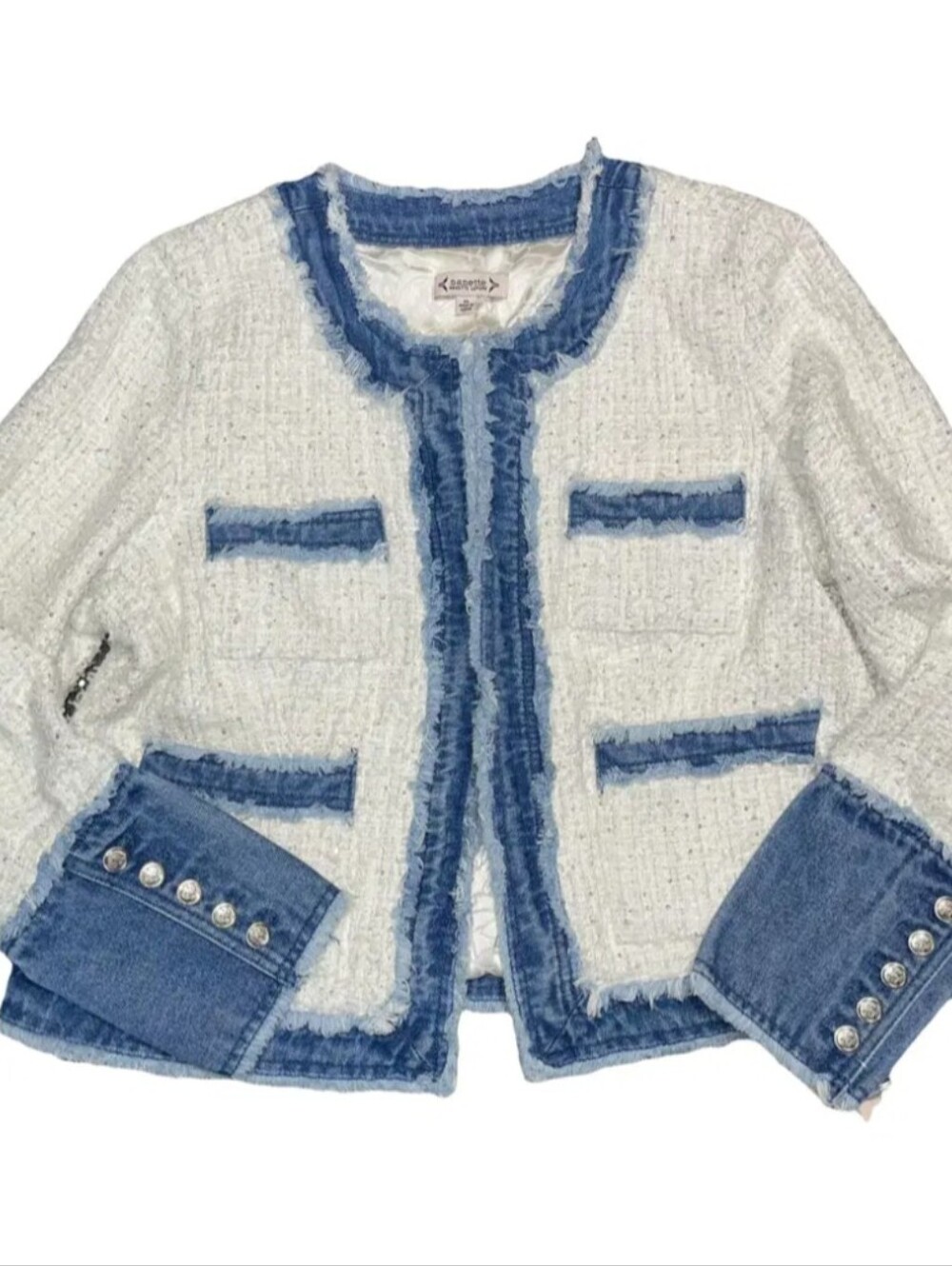Nanette Lepore Tweed Jacket Denim Trim